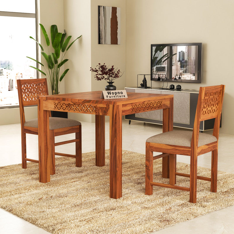Velora Sheesham Wood Dining Set 2 Seater (Honey Finish)