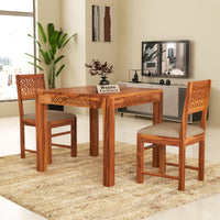 Velora Sheesham Wood Dining Set 2 Seater (Honey Finish)