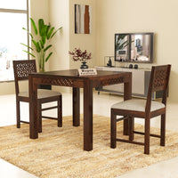 Velora Sheesham Wood Dining Set 2 Seater (Walnut Finish)