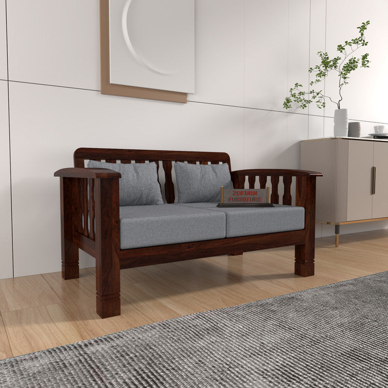 Raiden 2 Seater Solid Wood Sofa (Walnut Finish)