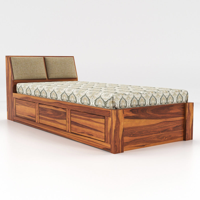 Xoutaoris Sheesham Wood Single Size Bed Without Storage (Walnut Finish)
