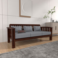 Raiden 3 Seater Solid Wood Sofa (Walnut Finish)
