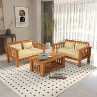 Raiden 4 Seater Solid Wood Sofa (Honey Finish)