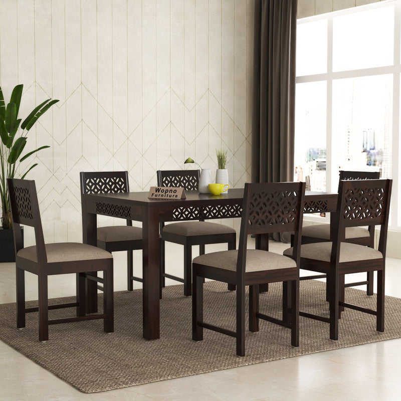 Velora Sheesham Wood Dining Set 6 Seater (Walnut Finish)