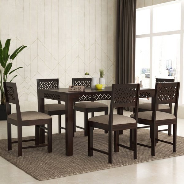 Velora Sheesham Wood Dining Set 6 Seater (Walnut Finish)