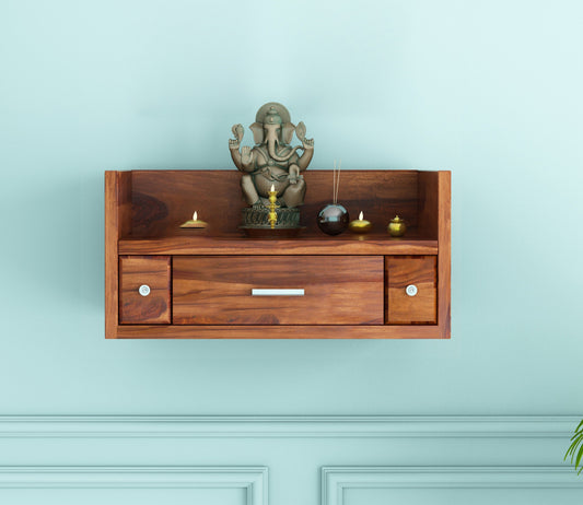 Gualvoiael Sheesham Wood Home Temple (Honey Finish)