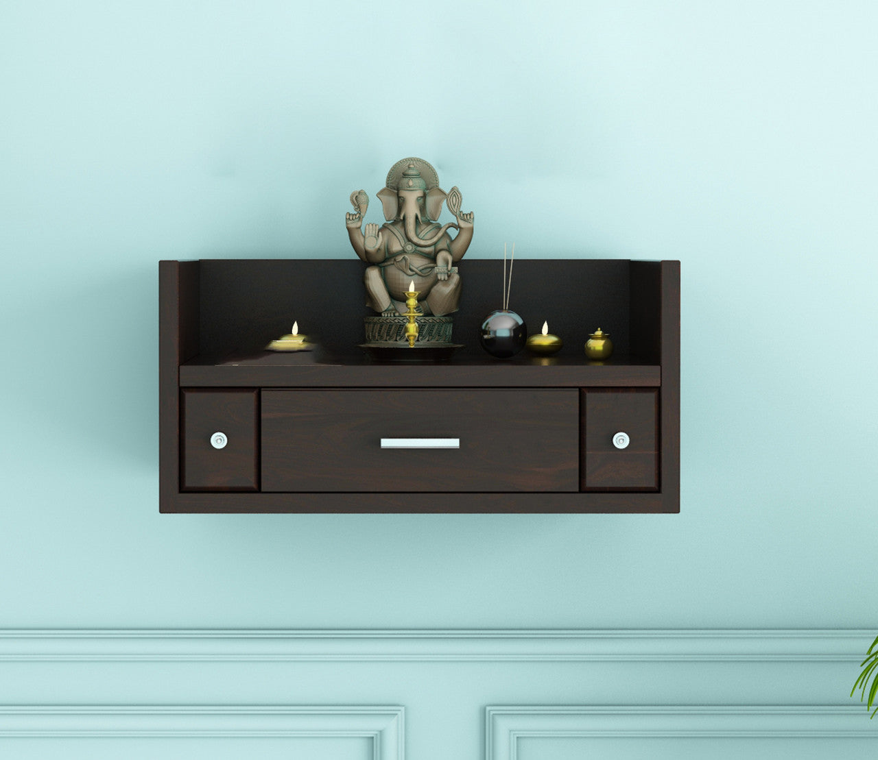 Gualvoiael Sheesham Wood Home Temple (Honey Finish)