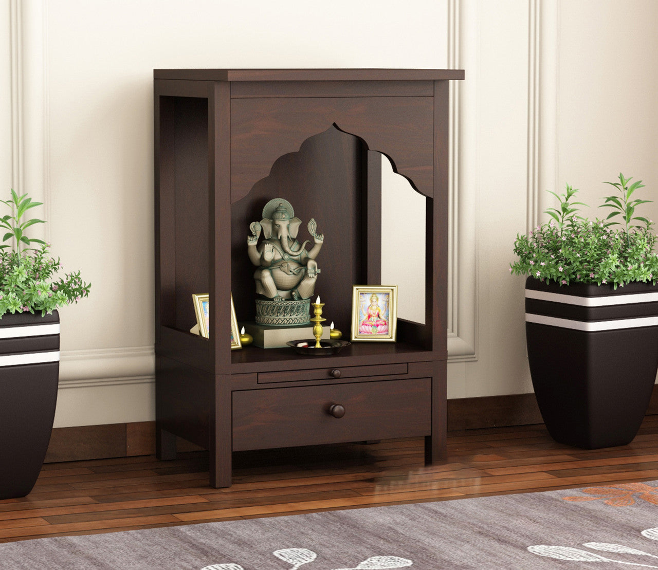 Waiqiar Sheesham Wood Home Temple (Honey Finish)