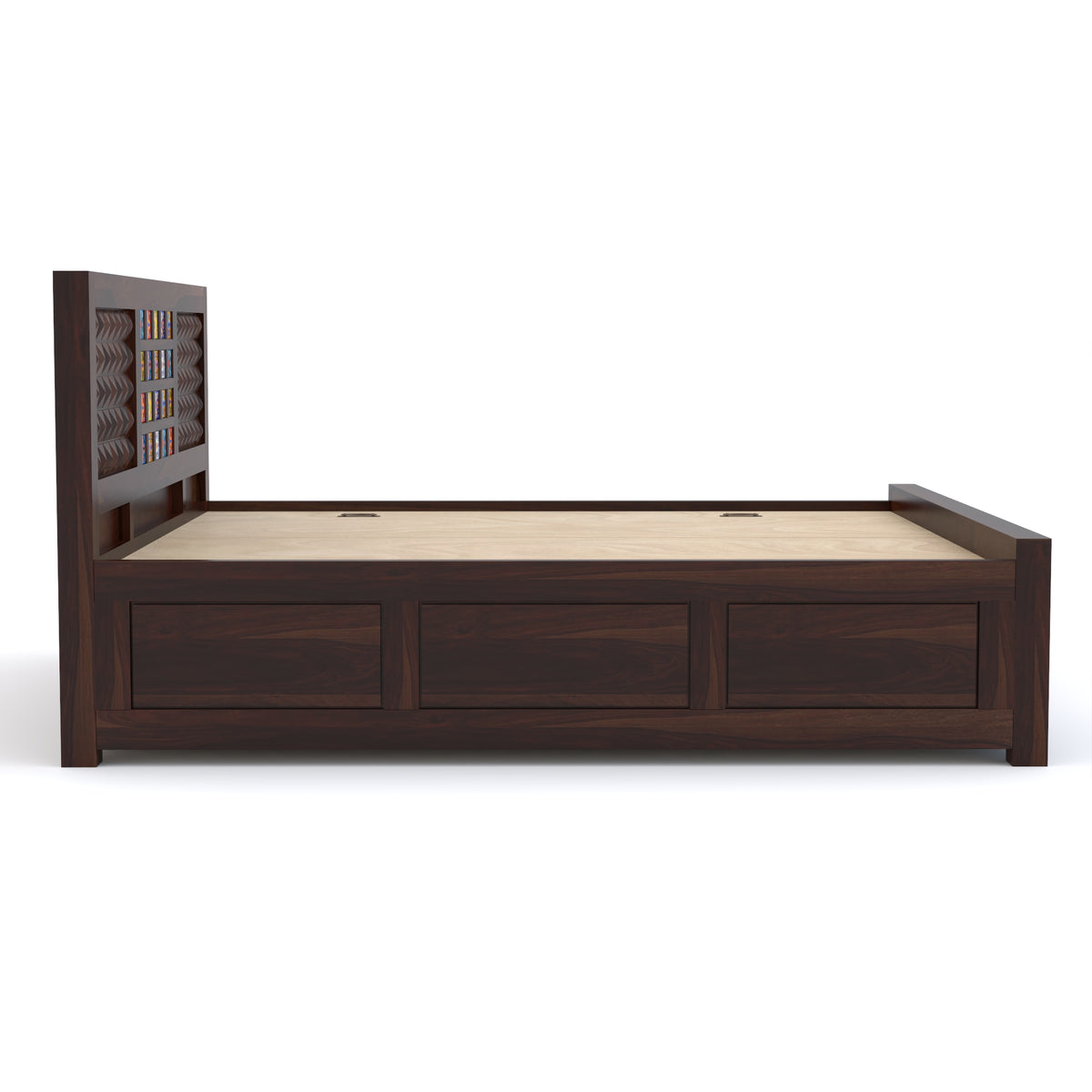 Eltrion Sheesham Wood King Size Bed With Storage (Walnut Finish)