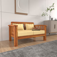 Raiden 2 Seater Solid Wood Sofa (Honey Finish)