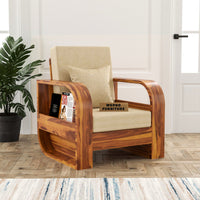 Curve 1 Seater Solid Wood Sofa (Honey Finish)
