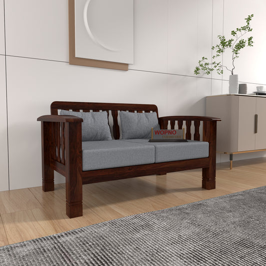 Raiden 2 Seater Solid Wood Sofa (Walnut Finish)