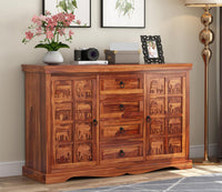 Arvendris Sheesham Wood Cabinet and Sideboard (Honey Finish)