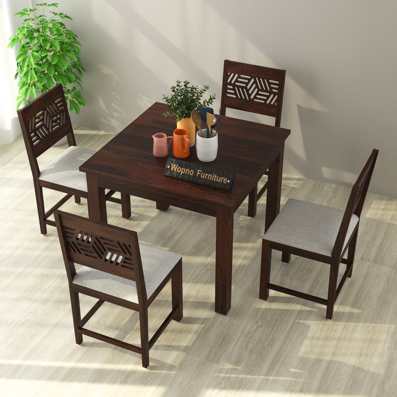 Morvex Sheesham Wood Dining Set 4 Seater 34x34x30 (Walnut Finish)