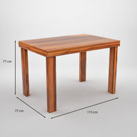 Solvian Sheesham Wood Dining Set 4 Seater 45x45x30 (Honey Finish)