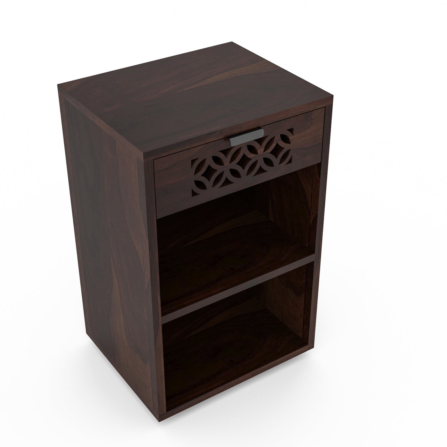 Lomricarionor Solid Sheesham Wood Bedside Table (Walnut Finish)