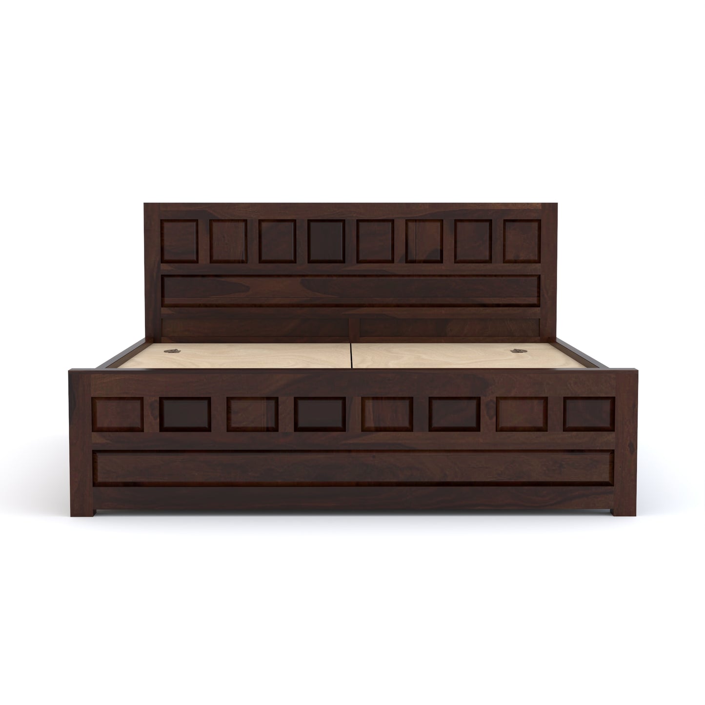 Ravento Sheesham Wood Queen Size Bed With Storage (Walnut Finish)