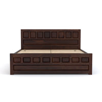 Ravento Sheesham Wood Queen Size Bed With Storage (Walnut Finish)