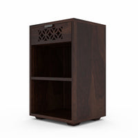 Lomricarionor Solid Sheesham Wood Bedside Table (Walnut Finish)