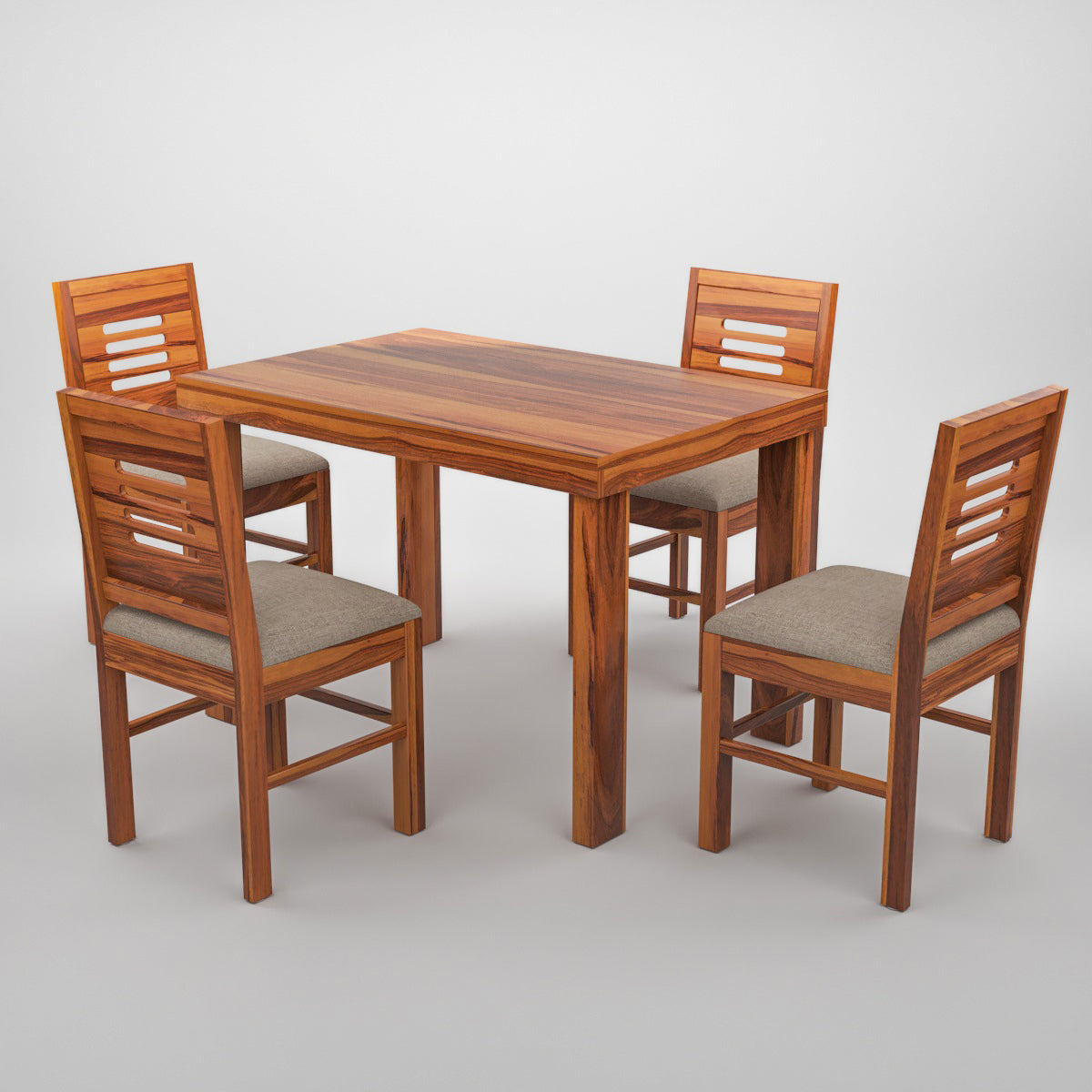 Solvian Sheesham Wood Dining Set 4 Seater 45x45x30 (Honey Finish)