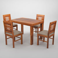 Solvian Sheesham Wood Dining Set 4 Seater 45x45x30 (Honey Finish)