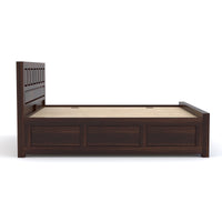 Ravento Sheesham Wood Queen Size Bed With Storage (Walnut Finish)