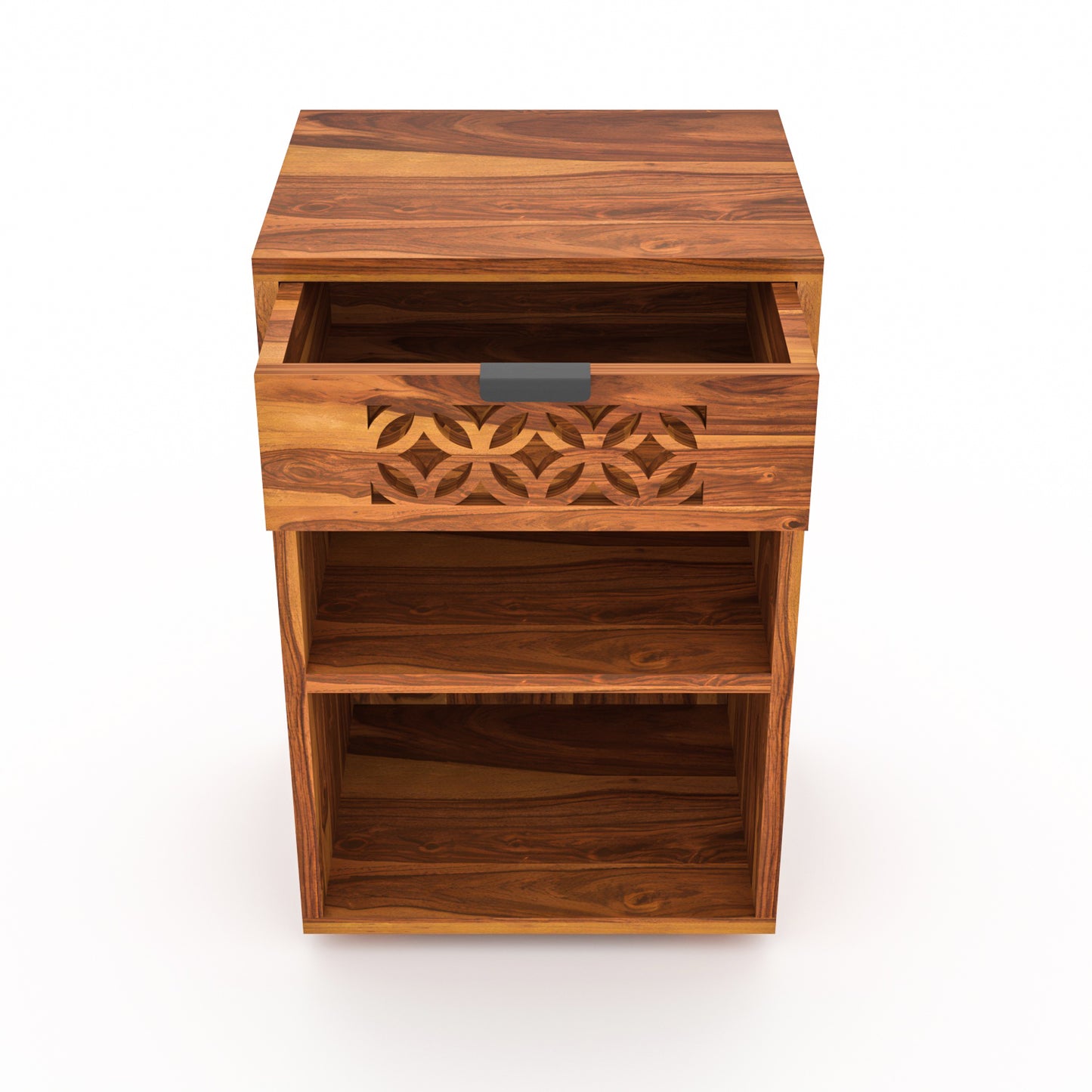 Lomricarionor Solid Sheesham Wood Bedside Table (Honey Finish)