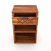 Lomricarionor Solid Sheesham Wood Bedside Table (Honey Finish)