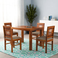 Solvian Sheesham Wood Dining Set 4 Seater 45x45x30 (Honey Finish)