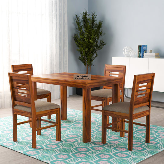 Solvian Sheesham Wood Dining Set 4 Seater 45x45x30 (Honey Finish)