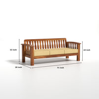 Raiden 5 Seater Solid Wood Sofa (Honey Finish)