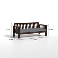 Raiden 3+3 Seater Solid Wood Sofa (Walnut Finish)