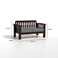Raiden 3+2 Seater Solid Wood Sofa (Walnut Finish)