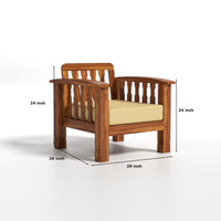 Raiden 5 Seater Solid Wood Sofa (Honey Finish)
