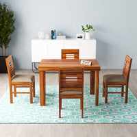 Solvian Sheesham Wood Dining Set 4 Seater 45x45x30 (Honey Finish)