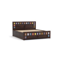 Novique Sheesham Wood Queen Size Bed With Storage (Walnut Finish)