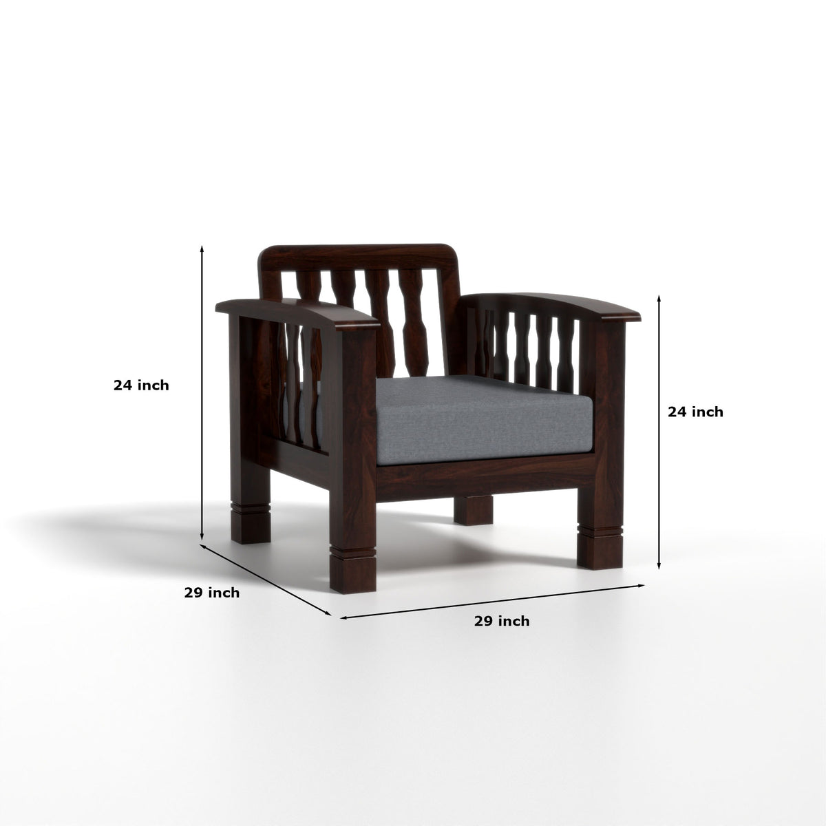 Raiden 5 Seater Solid Wood Sofa (Walnut Finish)