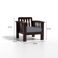 Raiden 5 Seater Solid Wood Sofa (Walnut Finish)