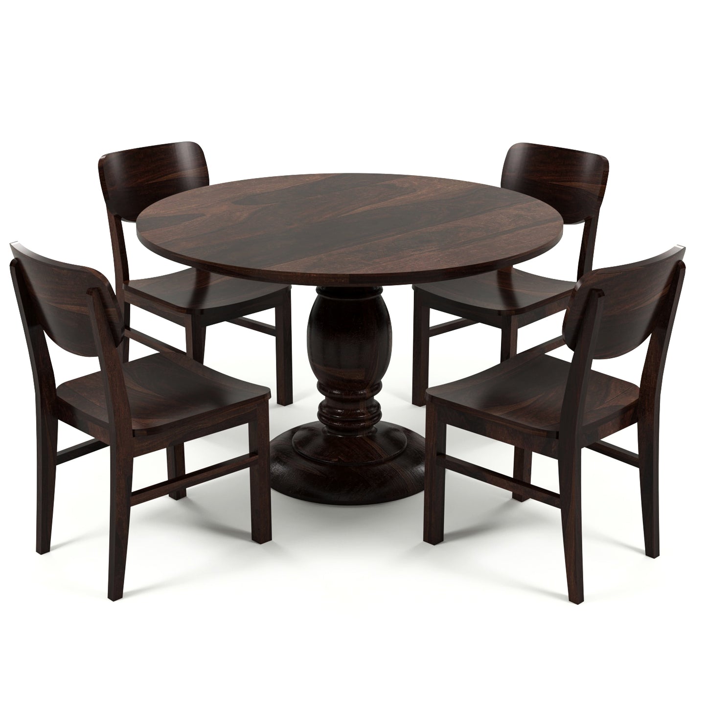 Elvara Sheesham Wood Dining Set 4 Seater (Walnut Finish)