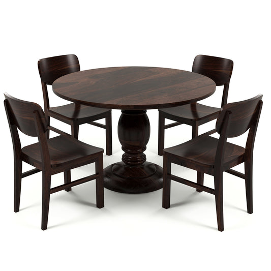 Elvara Sheesham Wood Dining Set 4 Seater (Walnut Finish)