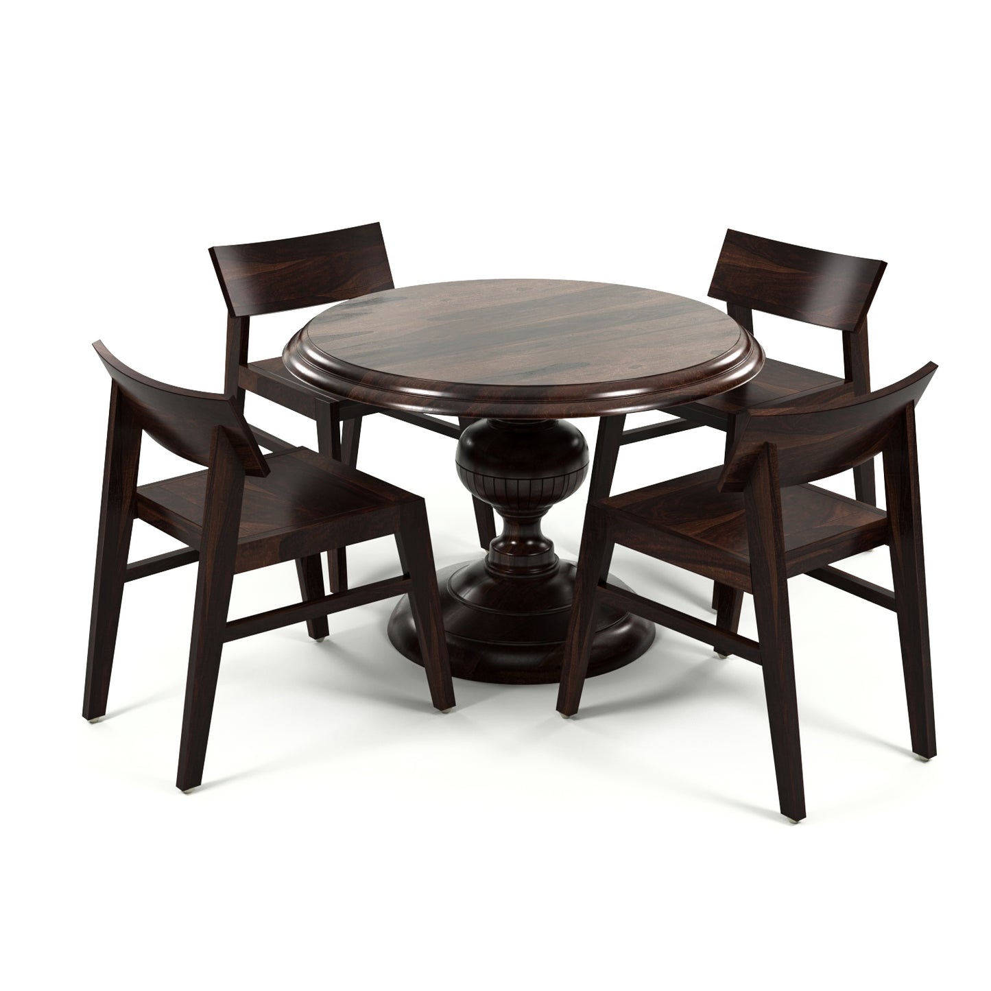 Dravik Sheesham Wood Dining Set 4 Seater (Walnut Finish)