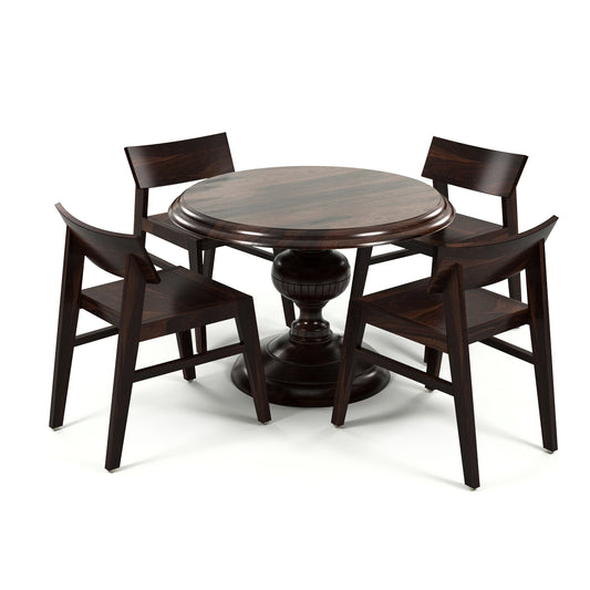 Dravik Sheesham Wood Dining Set 4 Seater (Walnut Finish)