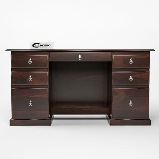Sornel Solid Sheesham Wood Study Desk (Walnut  Finish)