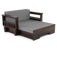Bralor Solid Sheesham Wooden 2 Seater Sofa Cum Bed (Walnut Finish)