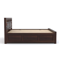 Novique Sheesham Wood Queen Size Bed With Storage (Walnut Finish)