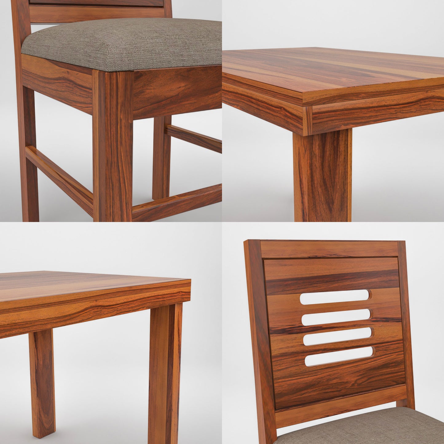 Solvian Sheesham Wood Dining Set 4 Seater 45x45x30 (Honey Finish)