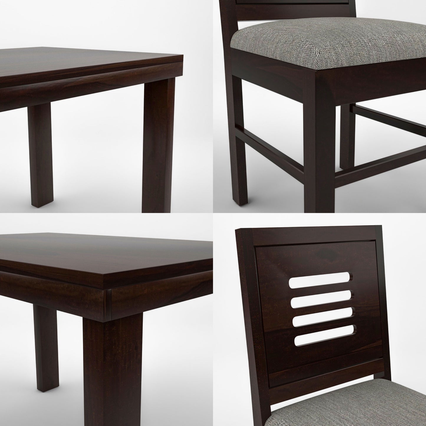 Solvian Sheesham Wood Dining Set 4 Seater 45x45x30 (Walnut Finish)