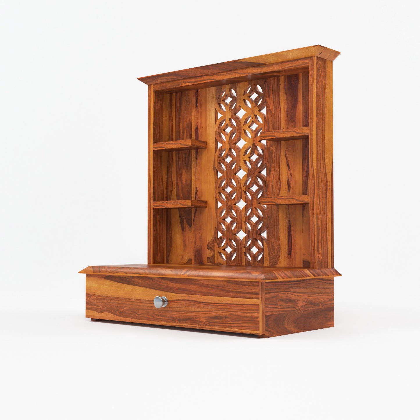 Eryos  Solid Sheesham Wooden Temple for Pooja Home (Honey Finish )