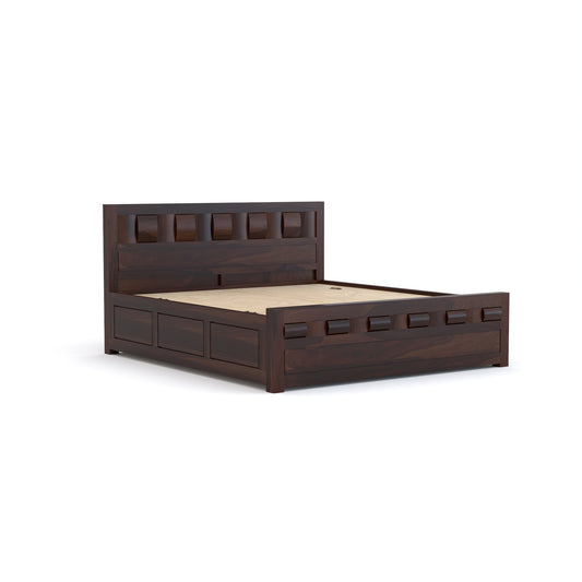 Zyvora Sheesham Wood King Size Bed With Storage (Walnut Finish)
