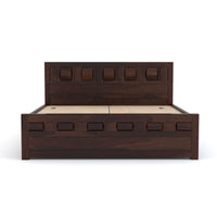 Zyvora Sheesham Wood Queen Size Bed With Storage (Walnut Finish)